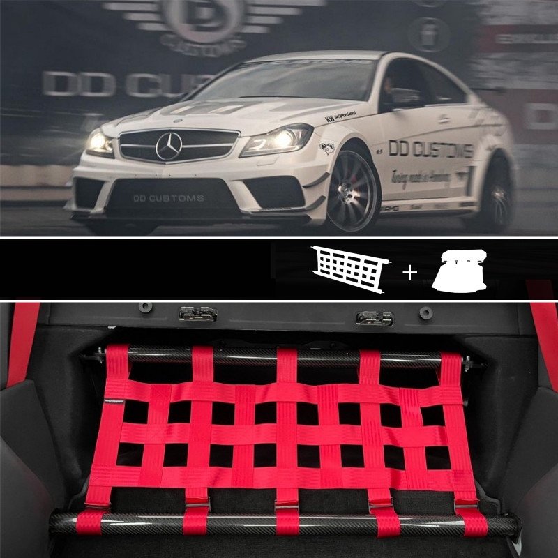 Clubsport Set Komplettset V2 - Doppelstrebe mit Netz und Teppich für Mercedes Benz C63 AMG W204